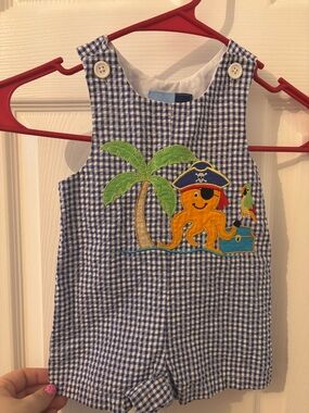Goodlad Blue & White Gingham Baby Romper
